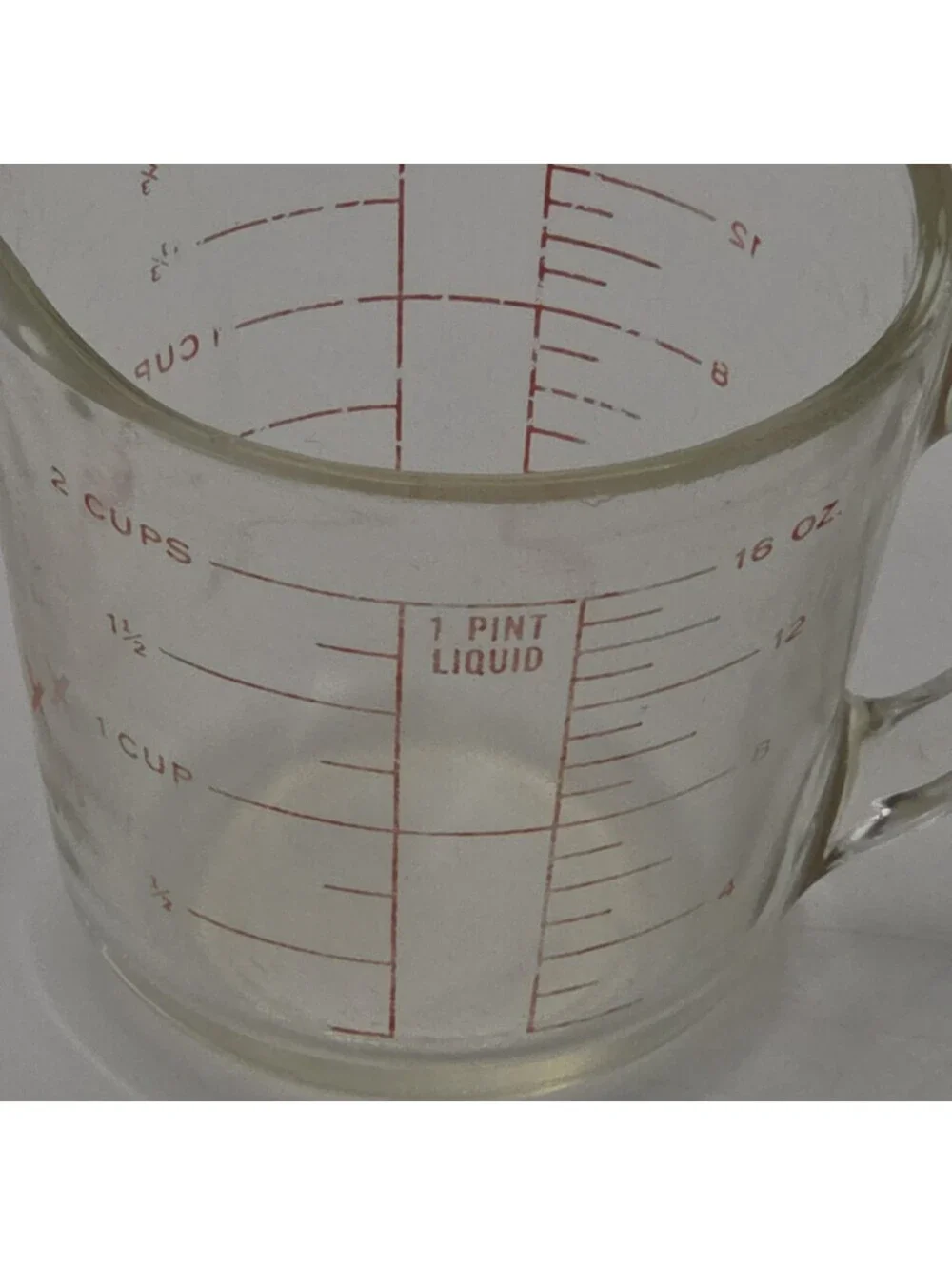 Vintage PYREX 516 2 Cup 1 Pint Red Letter Glass Measuring Cup USA Made 1940s